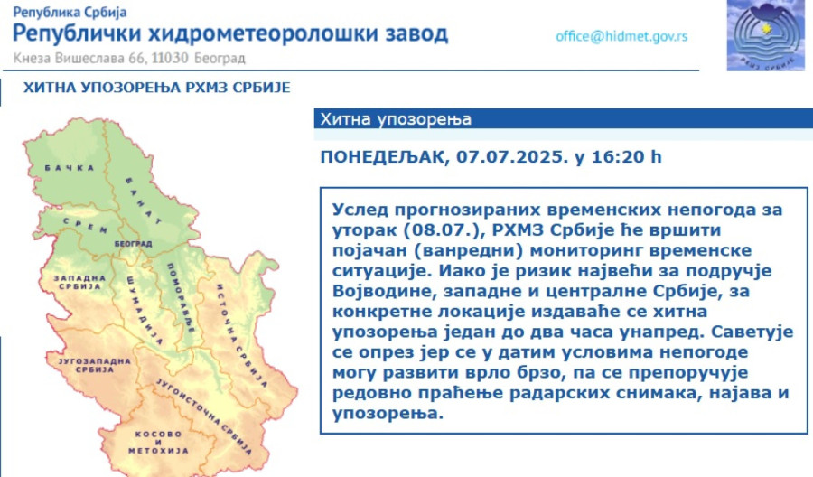 Hitno upozorenje: Ovi delovi Srbije na udaru; Pratite instrukcije