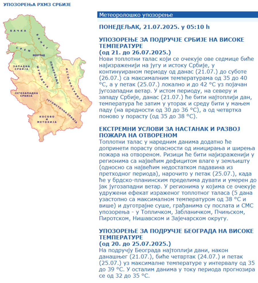 Serbia in red; Red weather alert is on: It is very dangerous PHOTO