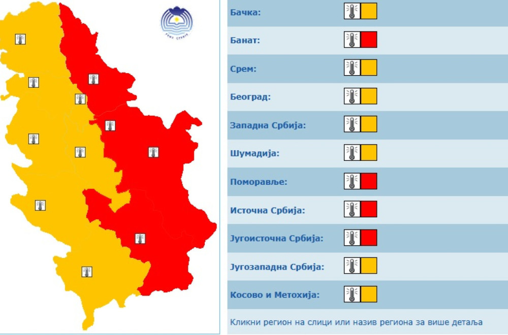 Srbija gori; Pola zemlje u crvenom FOTO