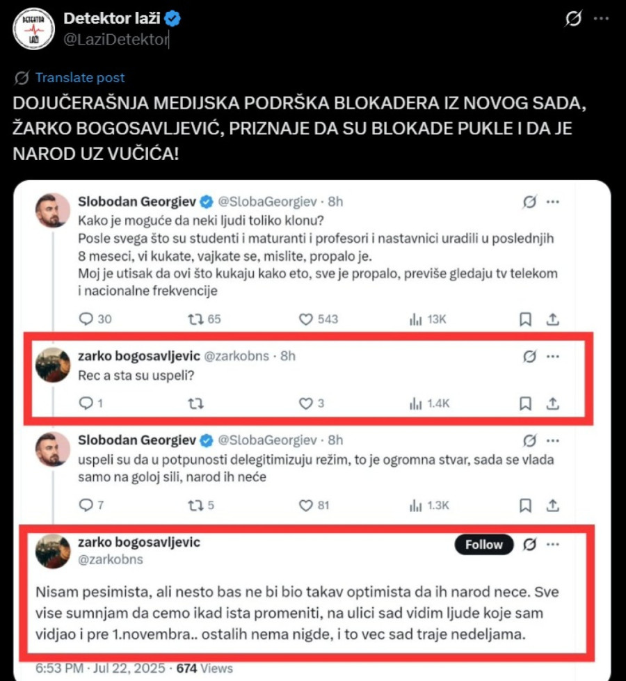 Detektor: Medijska podrška blokadera priznaje, blokade su pukle FOTO