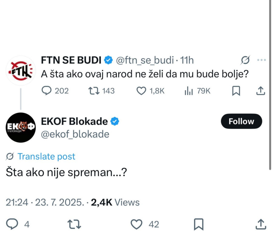 Blokaderi otkrili šta misle o građanima: Ne valja narod, jer neće da podrži uništavanje Srbije FOTO