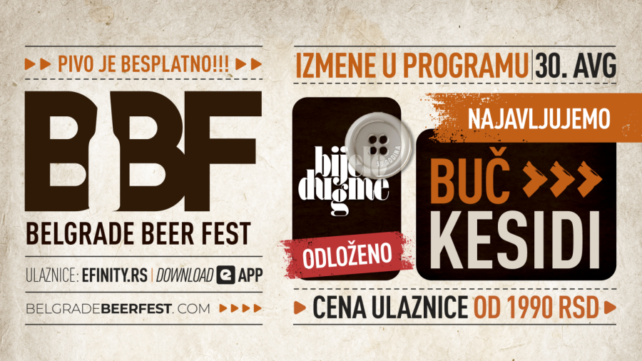 Odložen koncert Bijelog Dugmeta 30. avgusta na Belgrade Beer Festu: Ovo je novi datum koncerta