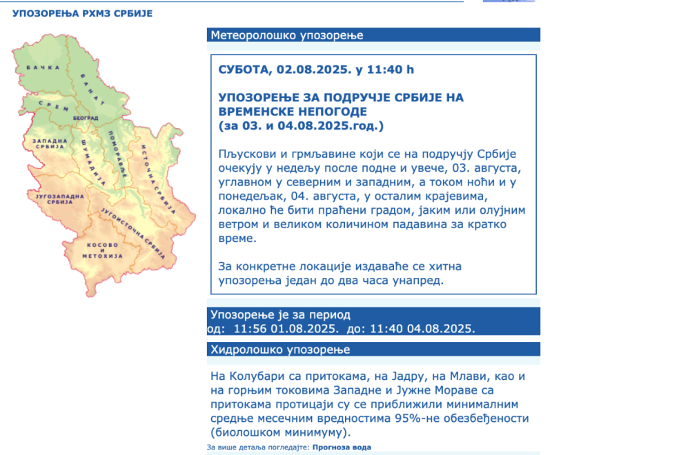 Srbija na udaru nevremena: RHMZ izdao hitno upozorenje; Upaljen meteo-alarm FOTO