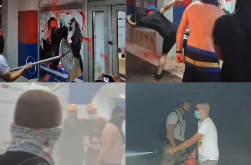 Maskirani blokaderi demolirali prostorije SNS: Razbijena stakla, bačene dimne bombe, iznesen nameštaj VIDEO