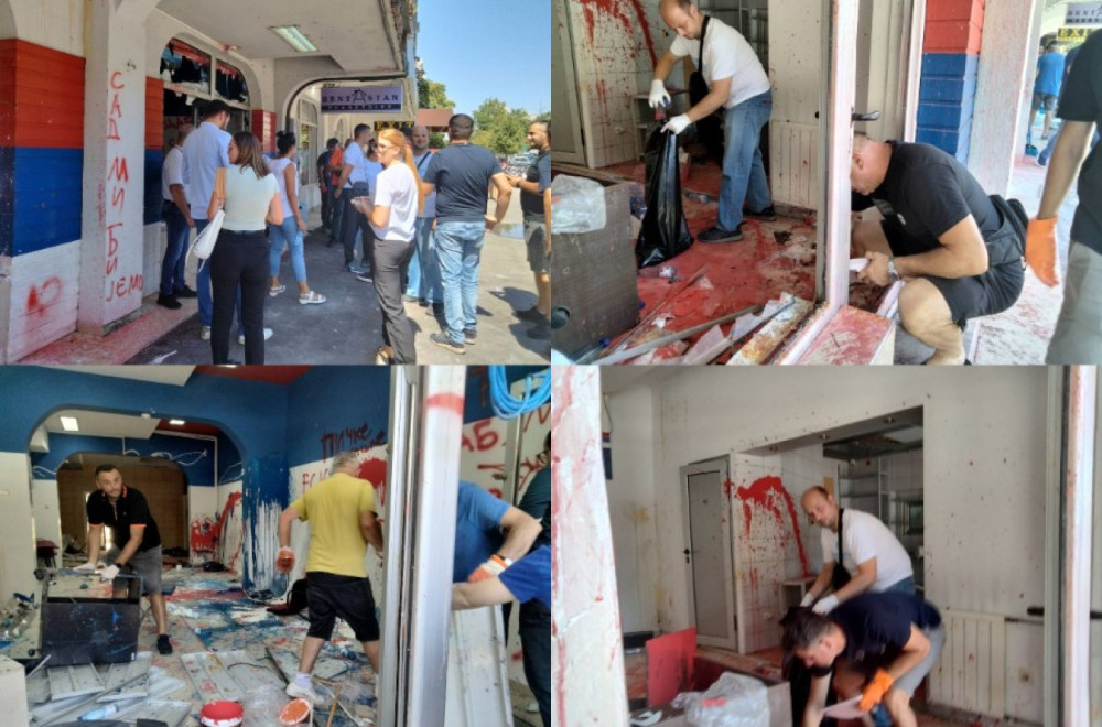 Potpuno demolirane prostorije – građani u Novom Sadu sklanjaju sav haos i prkosno pevaju "Tamo daleko" VIDEO