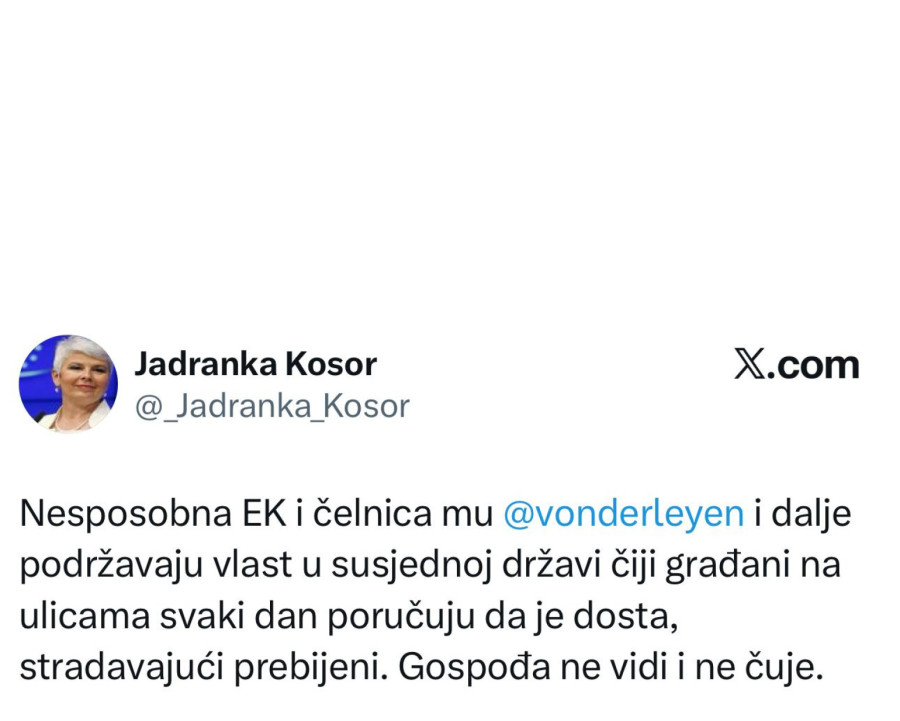 Kosor traži od EU da postavi blokadere na vlast u Srbiji FOTO