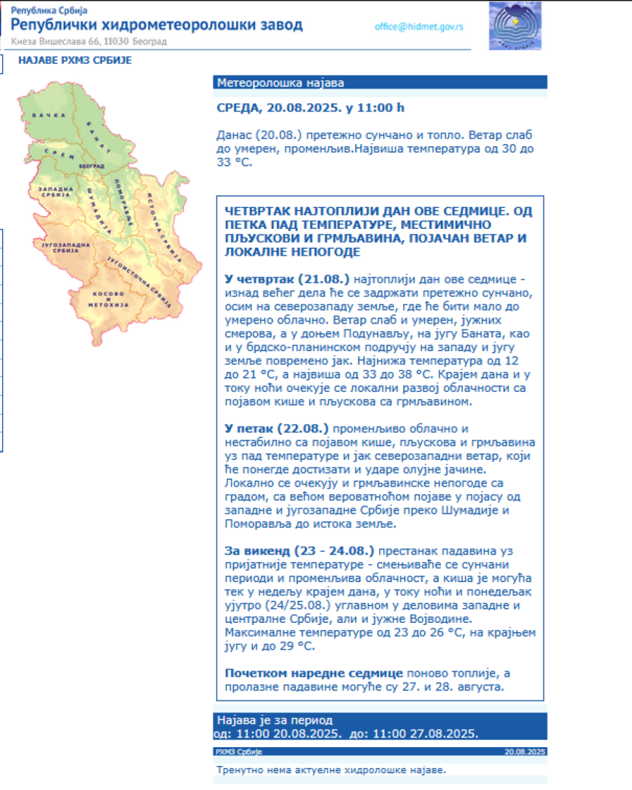 RHMZ izdao upozorenje: Stiže pakleni dan, a onda...