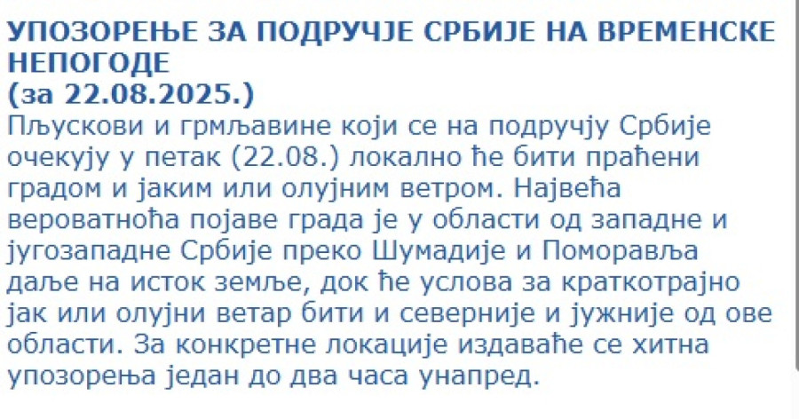 RHMZ izdao hitno upozorenje: Danas pakao, sutra apokalipsa FOTO
