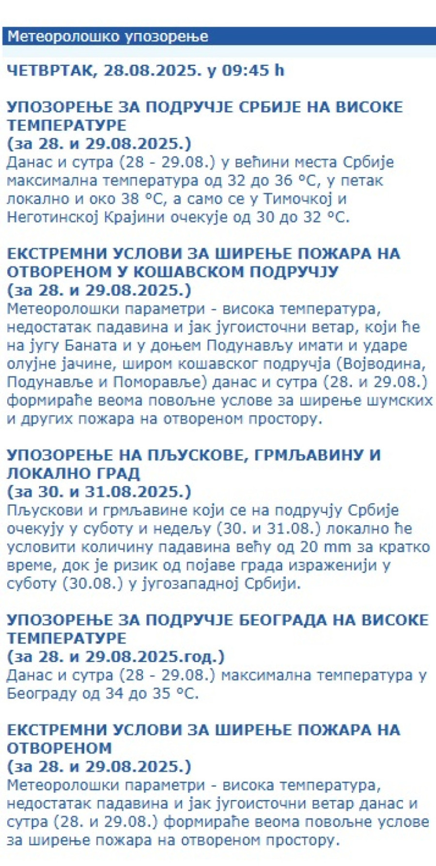 Hitno upozorenje: Od ekstremnih vrućina i požara pa sve do kiše FOTO