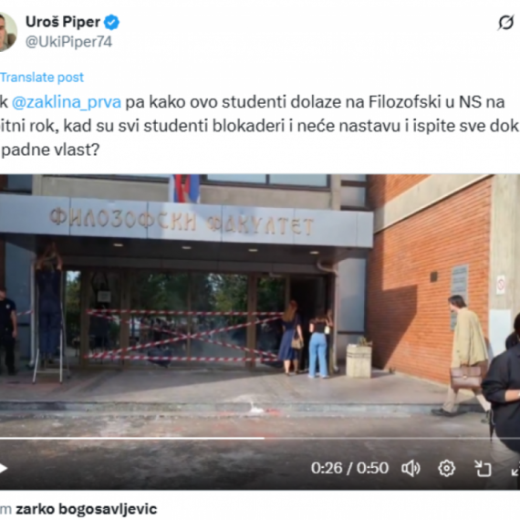 Piper žestoko: "Studenti Filozofskog idu na ispitni rok, zar nisu svi blokaderi koji čekaju da padne vlast?"