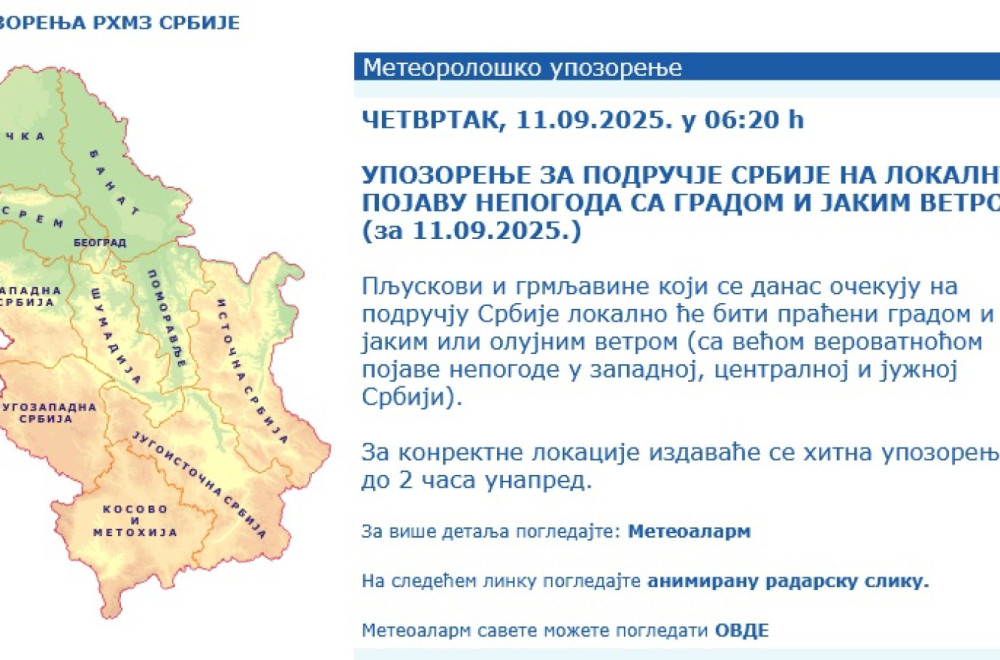 Hitno se oglasio RHMZ: Slaćemo upozorenja; Jedan grad se već sprema na haos
