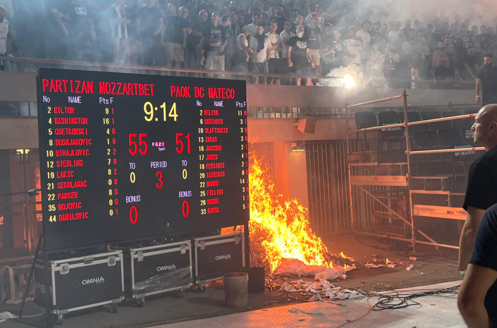 Haos na Tašmajdanu – "grobari" izazvali veliki požar! VIDEO