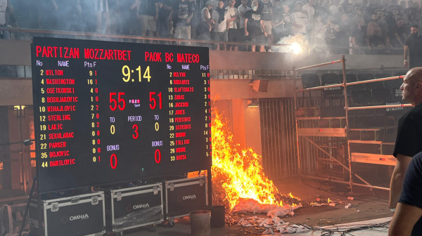 Haos na Tašmajdanu – "grobari" izazvali veliki požar! VIDEO