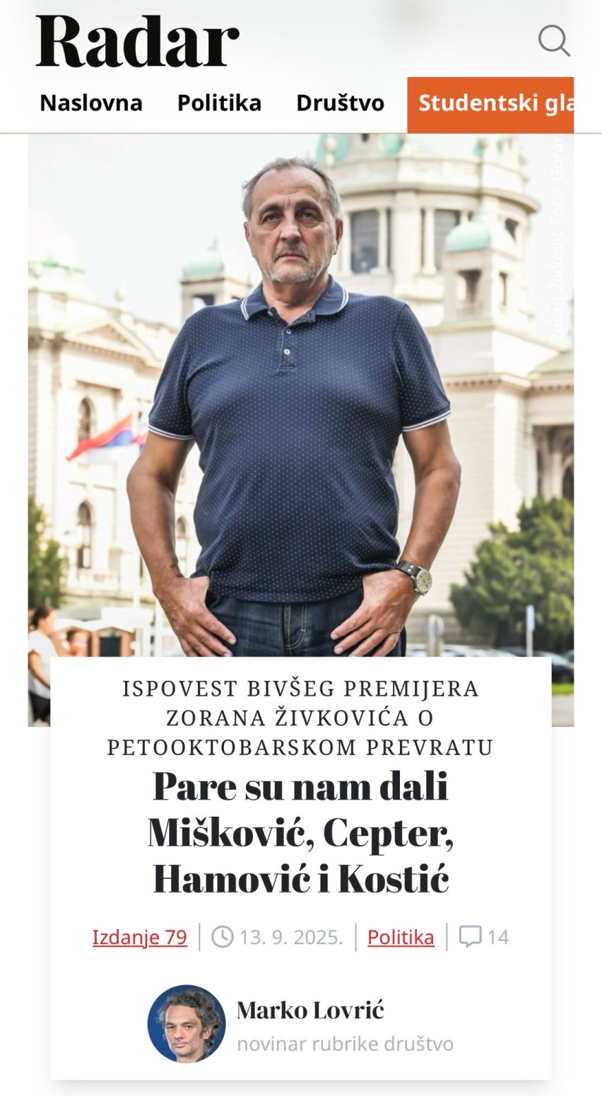 Zoran Živković priznao: Dali smo fabrike sponzorima posle petog oktobra, radnici nisu bili važni