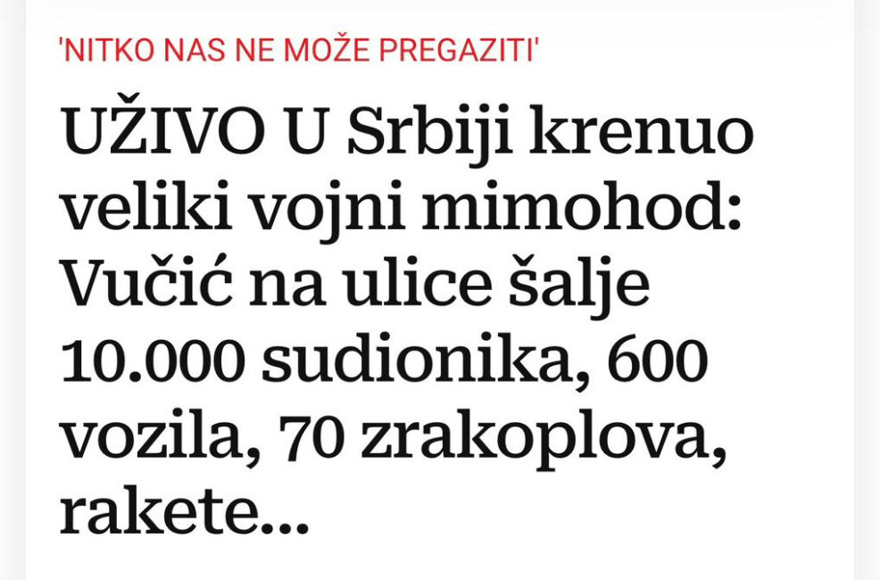 Mediji u Hrvatskoj uživo prenosili paradu iz Beograda: Vučić digao vojsku iz pepela i stvorio regionalnu silu
