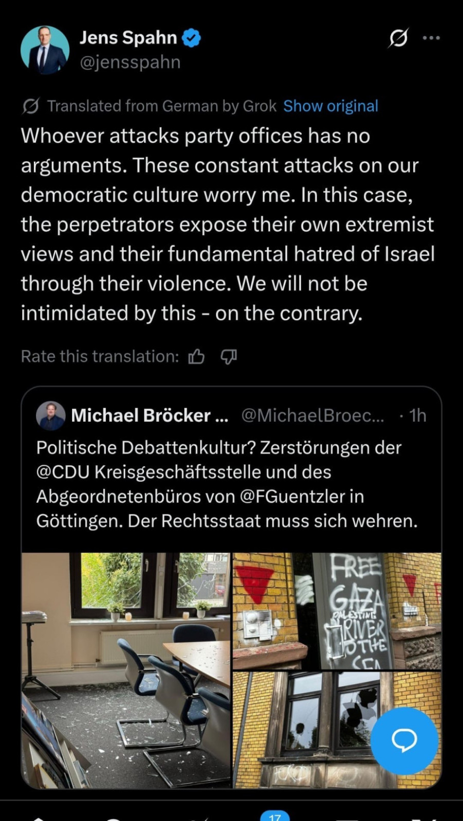 Sve isto kao u Srbiji; Ista matrica ponašanja: Prostorije stranke CDU napadnute i uništene u Nemačkoj FOTO