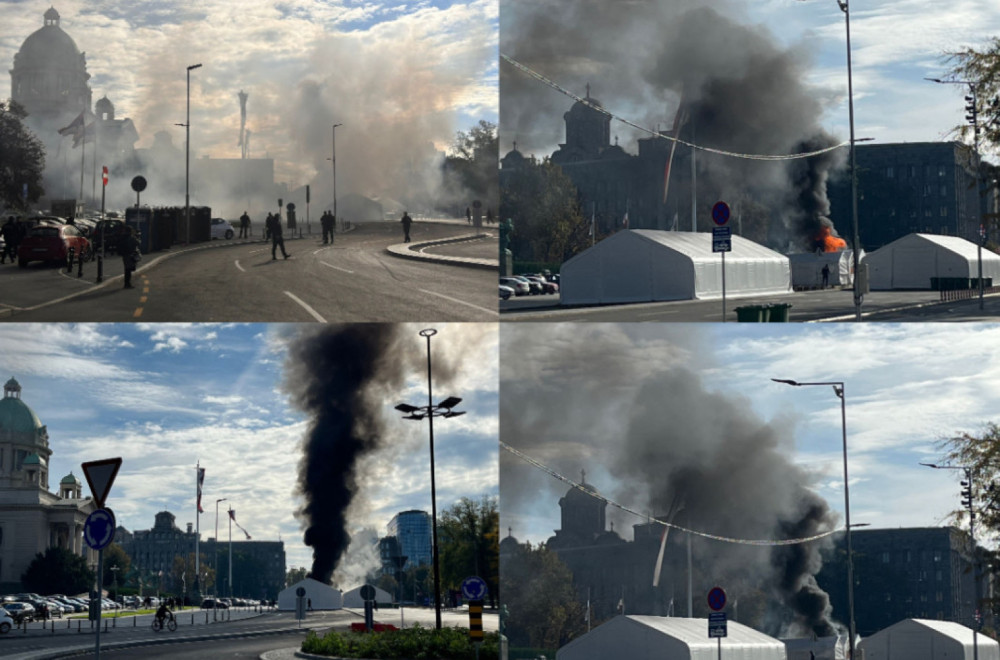 Blokader pucao u čoveka i zapalio šator; Vučić: Teroristički akt; Lončar: Došao je da ih ubije i žive zapali