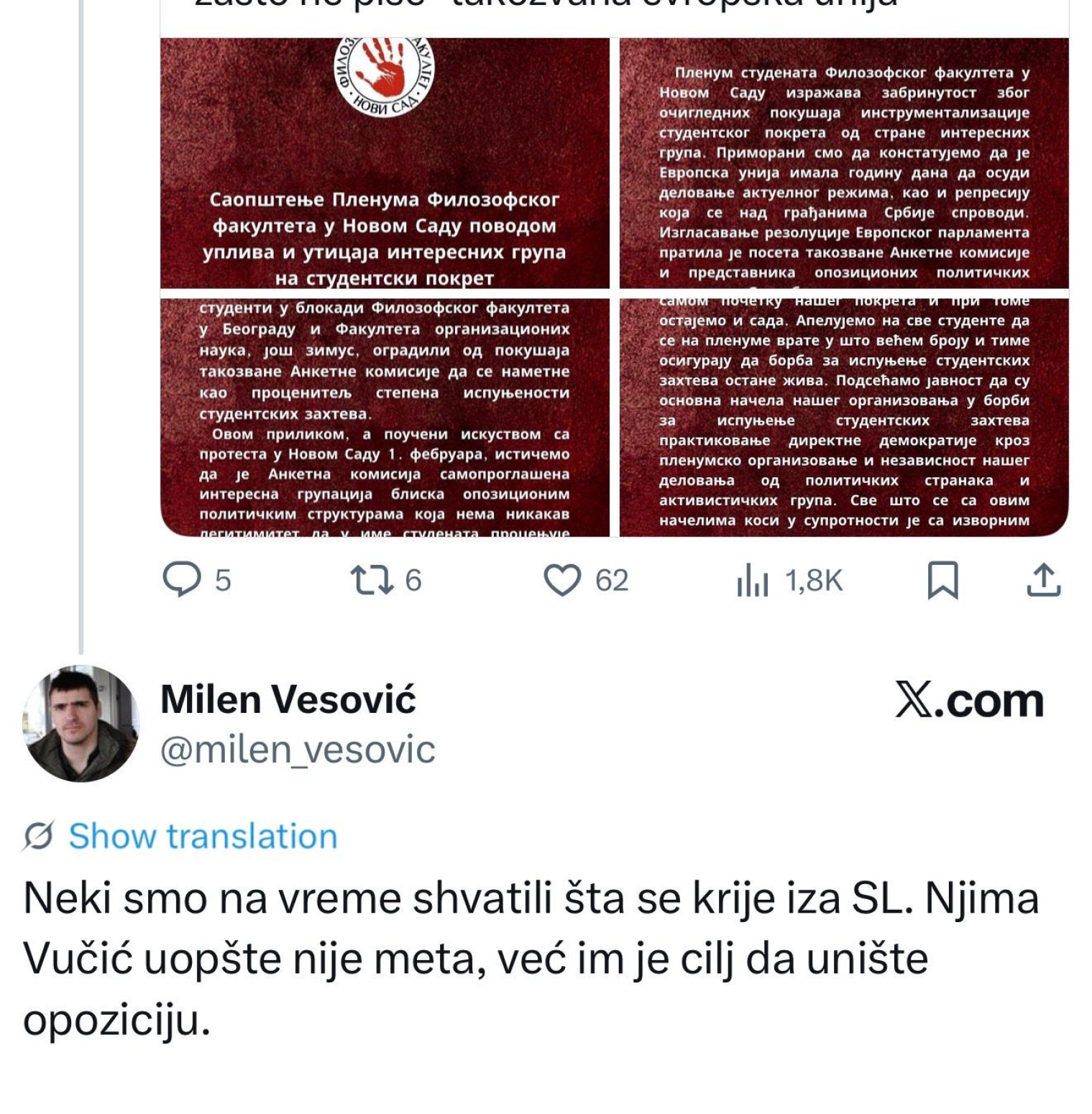 Razdor među blokaderima; Bogu hvala da smo na vreme provalili lažnu studentsku listu