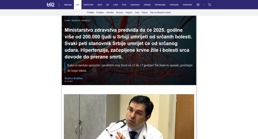 Upozoravamo: Lažni intervju sa dr Milikom Ašaninom predstavljen kao sadržaj B92.net