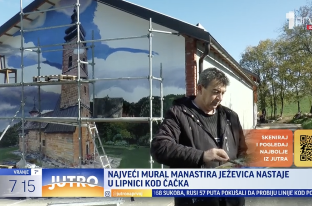 Najveći mural manastira Ježevica nastaje kod Čačka VIDEO