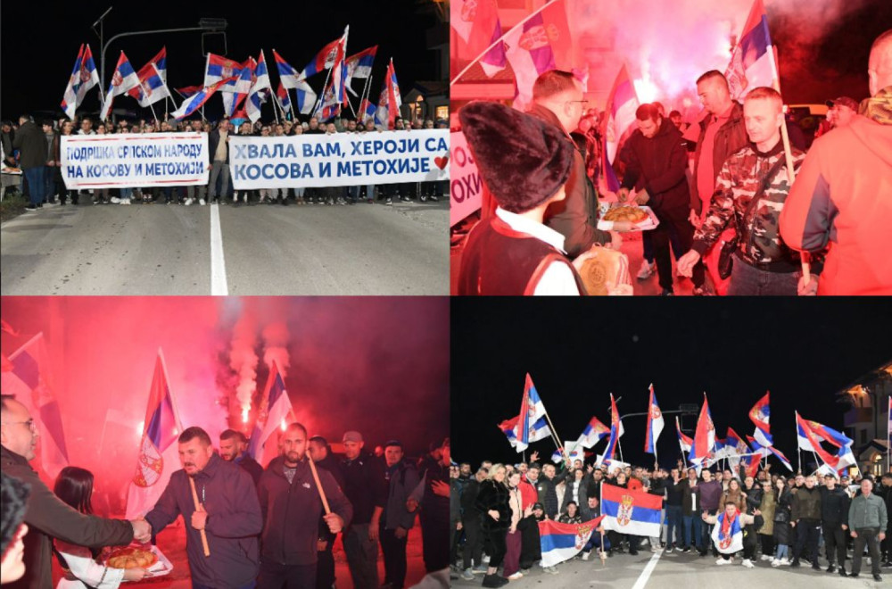 Spektakularan doček za Srbe sa KiM kod Ušća; Grupa od 60 njih krenula da podrži Vučića; Uzvikuju "Aco, Srbine"