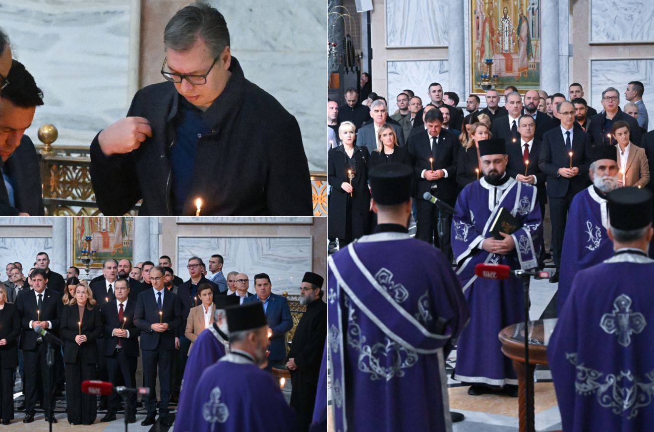 Služen parastos u Hramu Svetog Save za nastradale u padu nadstrešnice u Novom Sadu; Prisustvovao Vučić VIDEO