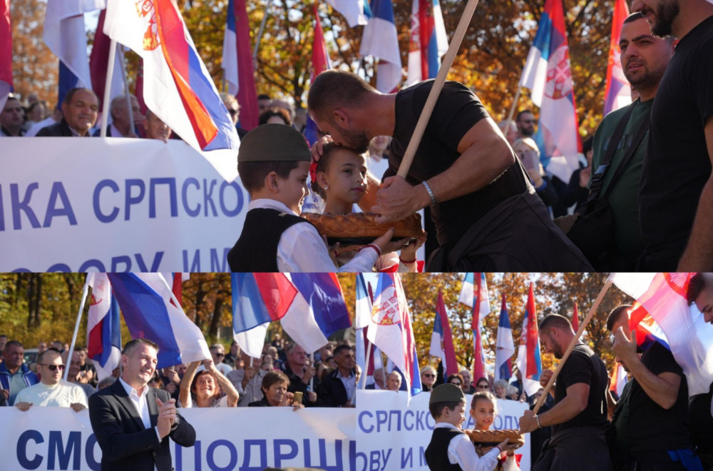 Pešake sa KiM u Gornjem Milanovcu dočekalo više od 1.000 ljudi; Krenuli da podrže Vučića FOTO