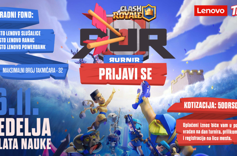 RUR te poziva na novi Clash Royale turnir! Takmiči se i osvoji sjajnu opremu od Lenova