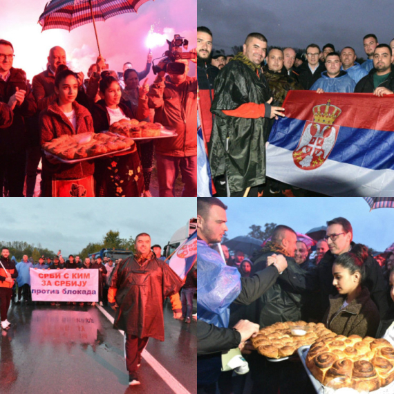 Srbi sa KiM u Lazarevcu – pesme i bakljada; Dočekao ih Petković; Krenuli da podrže Vučića FOTO