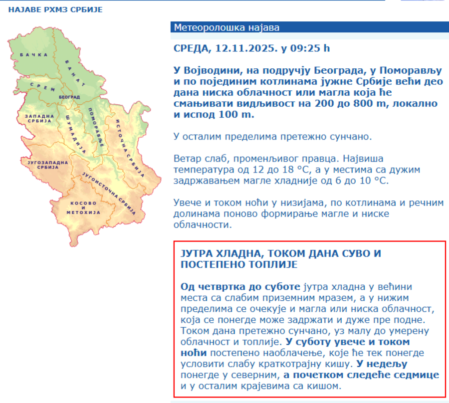 Thick fog in Serbia; The RHMZ has issued a statement: Weather alert activated PHOTO