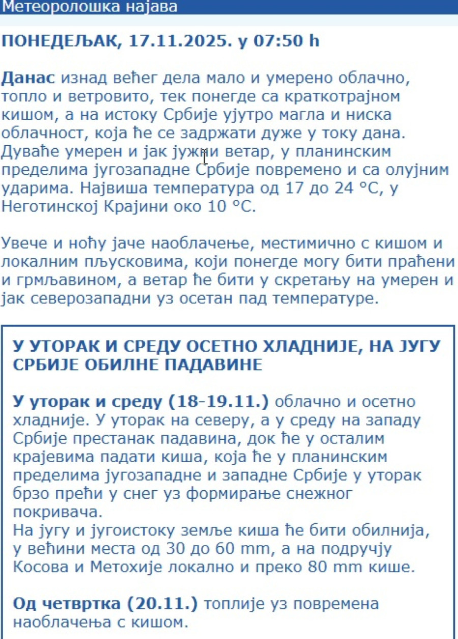 Dramatična promena; Temperature idu u ambis