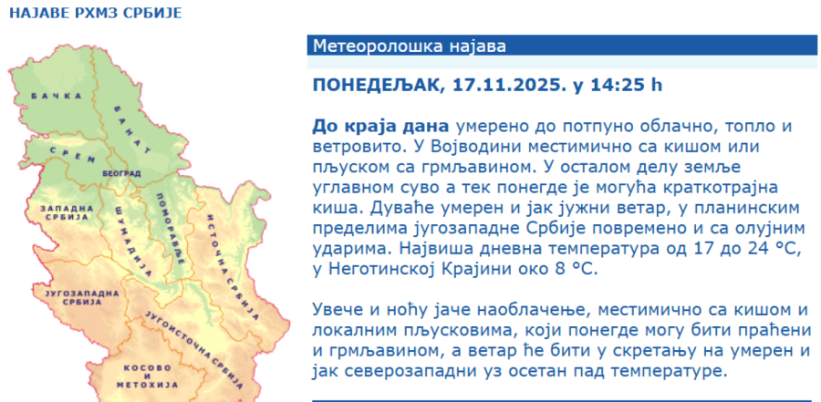 Sručilo se na Srbiju; Stiglo nevreme, izdato hitno upozorenje FOTO/VIDEO