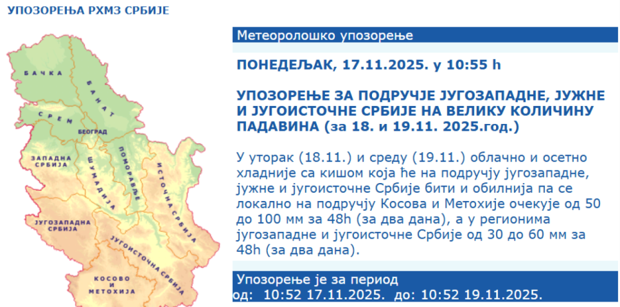 Sručilo se na Srbiju; Stiglo nevreme, izdato hitno upozorenje FOTO/VIDEO