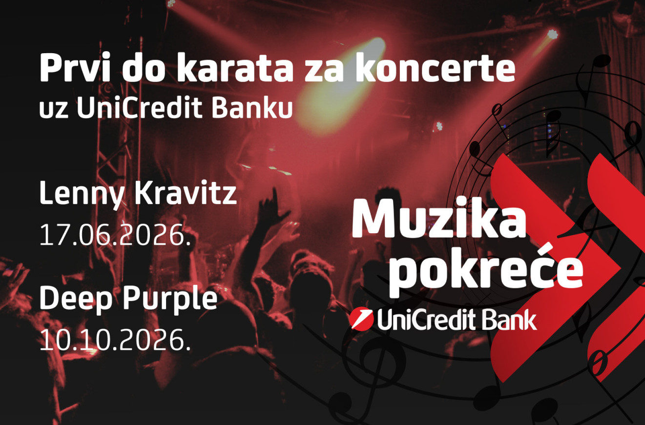 UniCredit Banka omogućava pristup ekskluzivnoj pretprodaji ulaznica za Deep Purple i Lennyja Kravitza