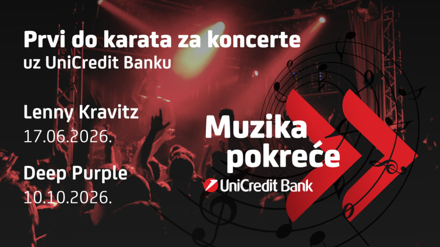 UniCredit Banka omogućava pristup ekskluzivnoj pretprodaji ulaznica za Deep Purple i Lennyja Kravitza