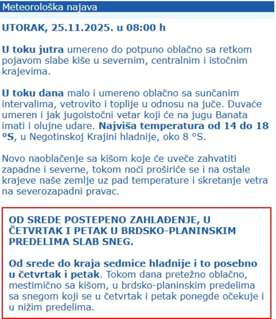 Ledena neman iz Hrvatske stiže u Srbiju