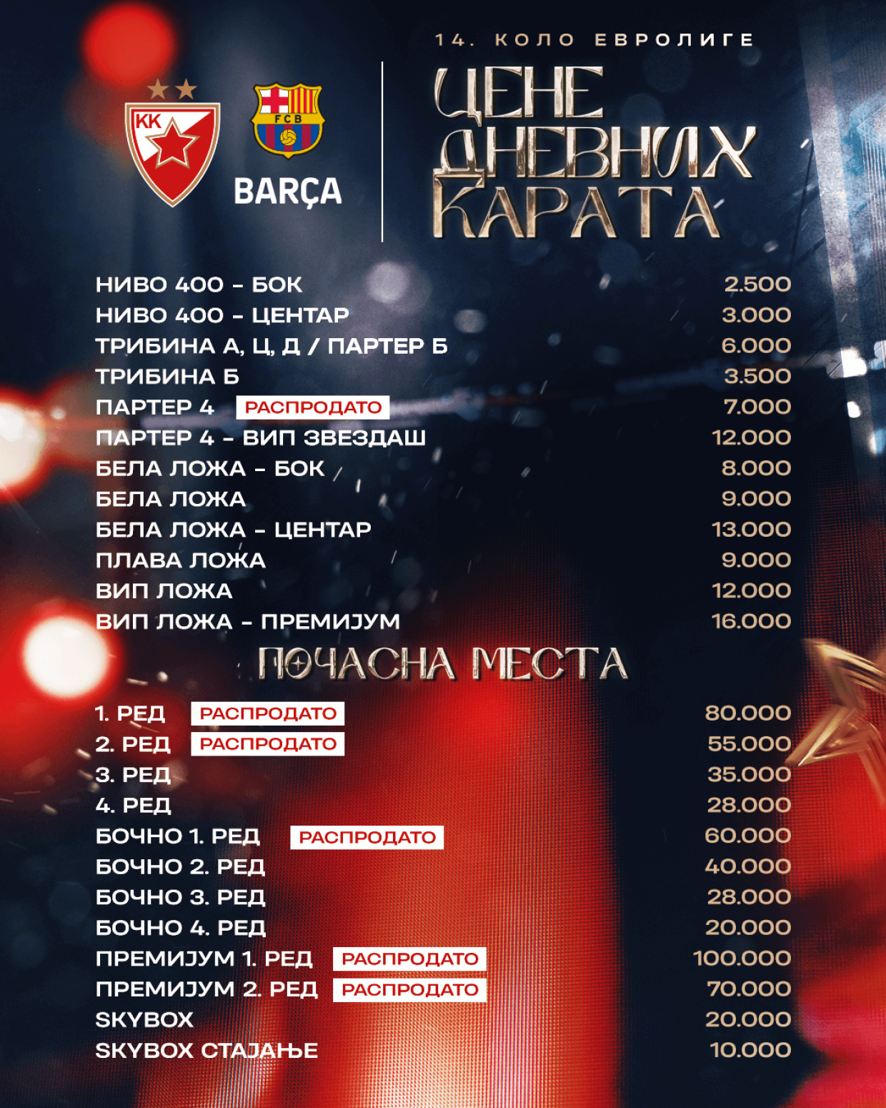 Ulaznice za Zvezda – Barselona od utorka u prodaji