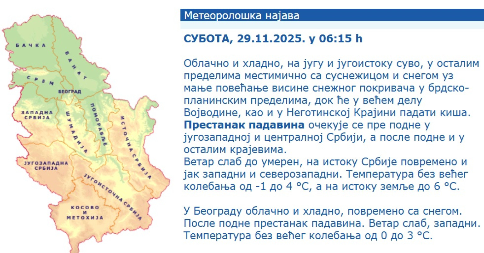 Delovi Srbije pod snegom; Evo kada se očekuje prestanak padavina FOTO
