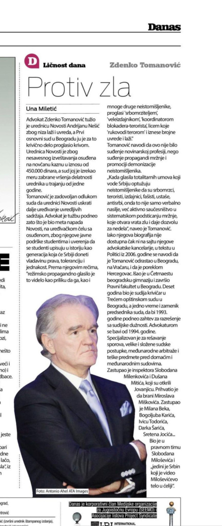 Blokader tužio urednicu Novosti kojoj su oduzeli pravo na rad, pa završio kao Ličnost dana u Danasu