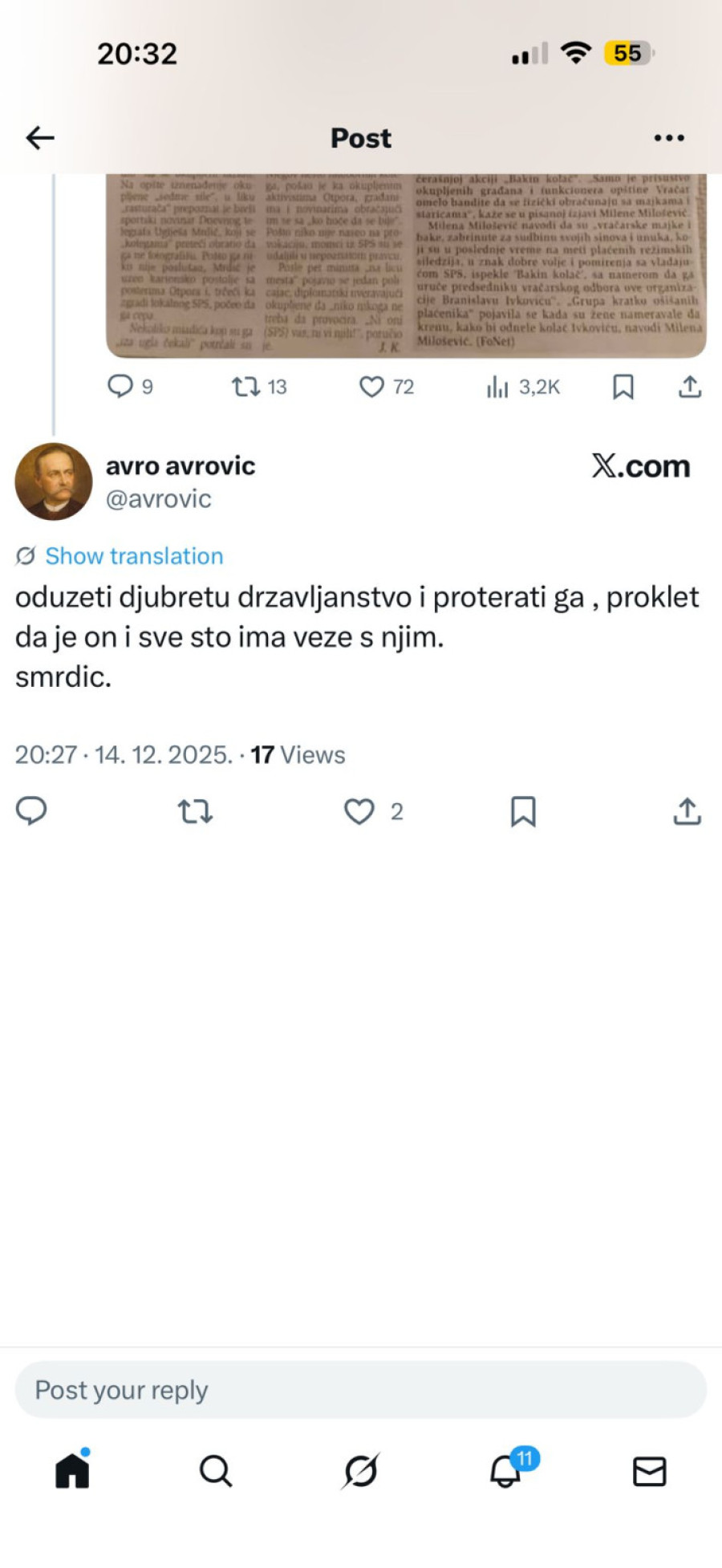 Vojvođanski separatisti brutalno napali Mrdića jer se i pre 30 godina borio protiv onih koji su rušili državu