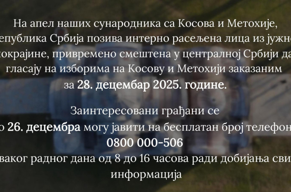 Upućen poziv interno raseljenim Srbima da glasaju na izborima na KiM VIDEO