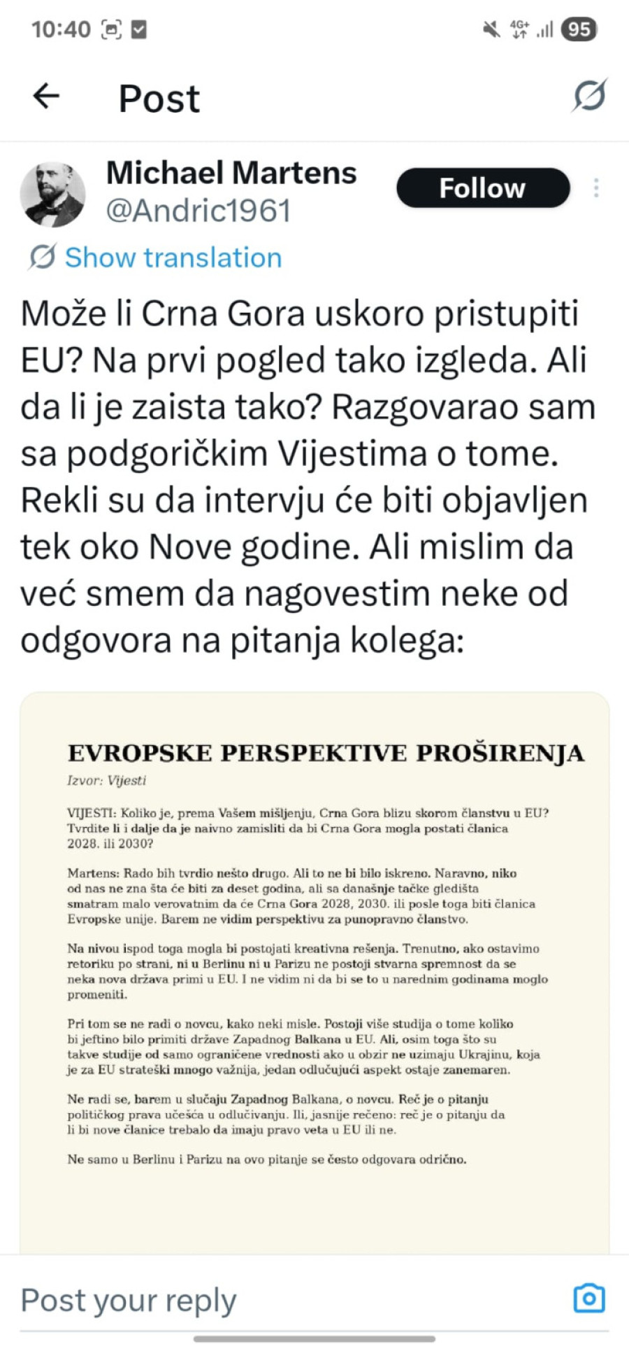 Nemački novinar: Crna Gora malo verovatno u EU; Reč je o pitanju političkog prava učešća u odlučivanju FOTO