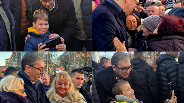 Vučić sa građanima na novogodišnjem bazaru ispred Skupštine: "Lepo je danas biti ovde" FOTO