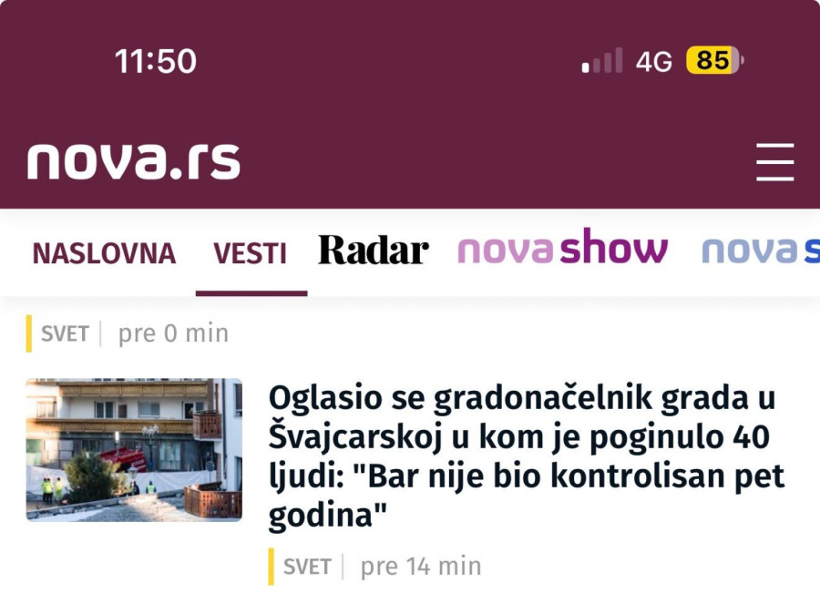 Za opozicione medije je pogibija 40 ljudi u Švajcarskoj nesreća; A za tragedije u Srbiji je kriv Vučić?!