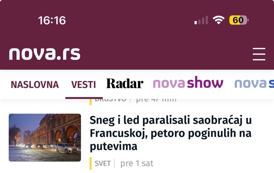 Ledeni talas gazi Evropu; U Francuskoj broje mrtve zbog poledice; Srbija funkcioniše