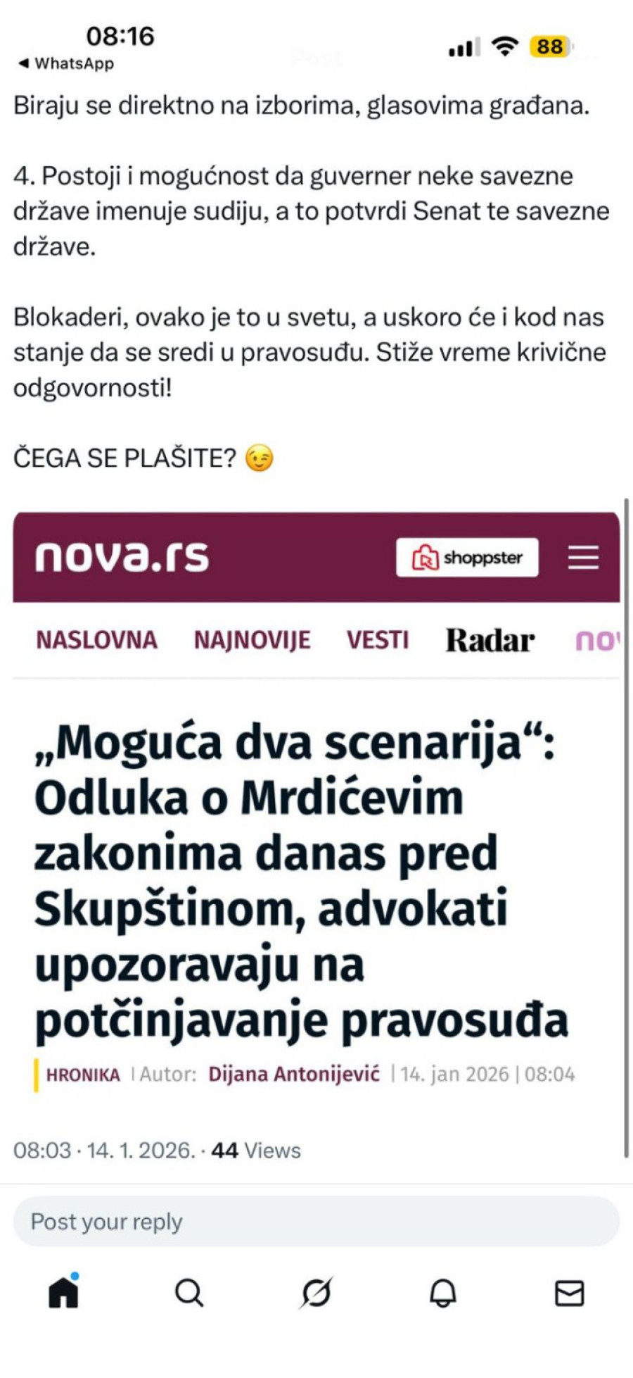 Piper: Blokaderi kukaju zbog sređivanja stanja u pravosuđu; Čega se plašite? FOTO