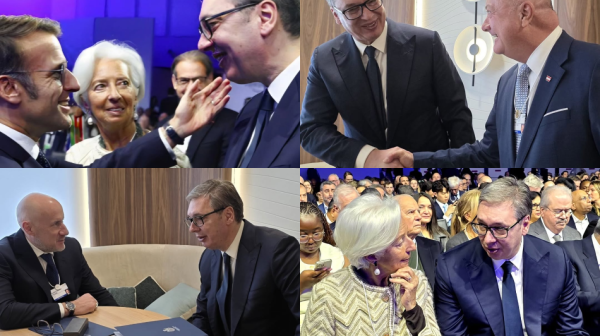 Važni sastanci sa svetskom elitom; Vučić u Davosu govorio na panelu; Srdačan susret sa Makronom FOTO