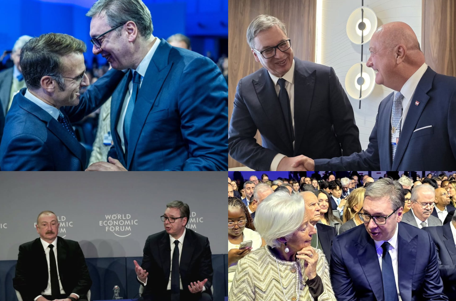 Važni sastanci sa svetskom elitom; Vučić u Davosu govorio na panelu; Srdačan susret sa Makronom FOTO
