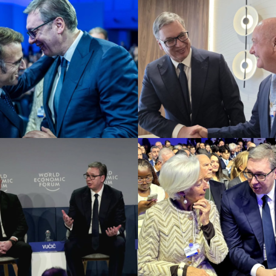 Važni sastanci sa svetskom elitom; Vučić u Davosu govorio na panelu; Srdačan susret sa Makronom FOTO