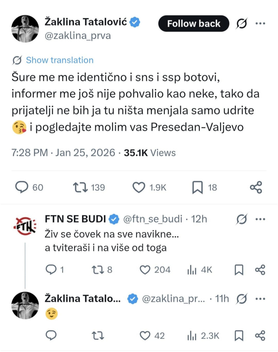 Žaklina Tatalović želi na blokadersku listu, napala Đilasa i bivšu vlast; Samo udrite FOTO